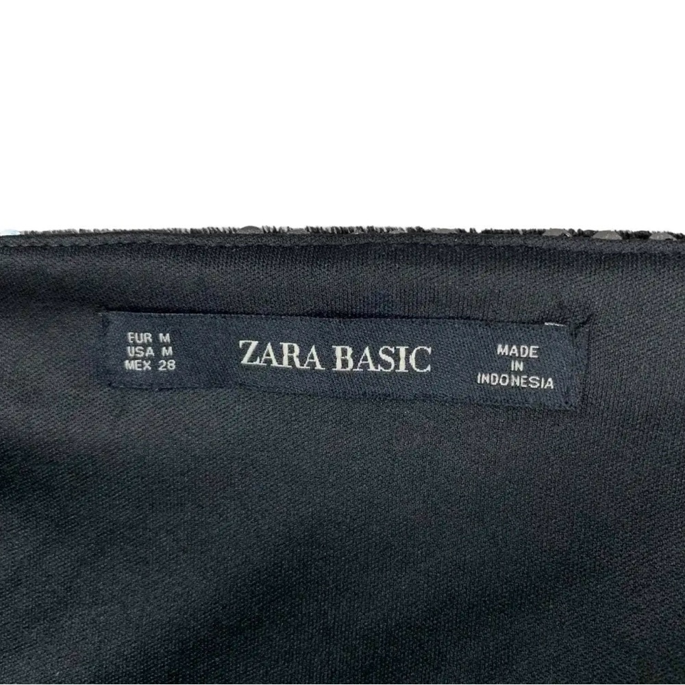 Zara Black Silver Sequin Bodycon Mini Dress Evening Party Women’s Size M - Picture 5 of 9